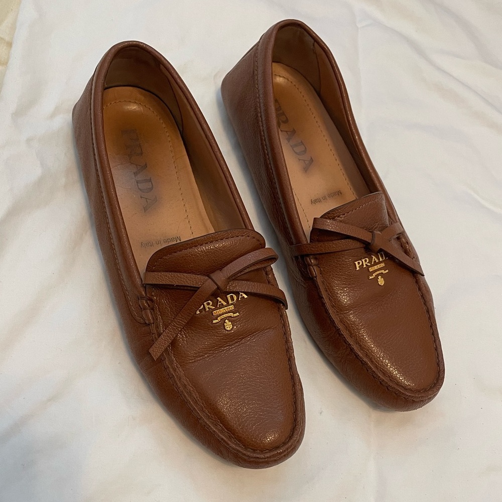 Prada bow detail loafers